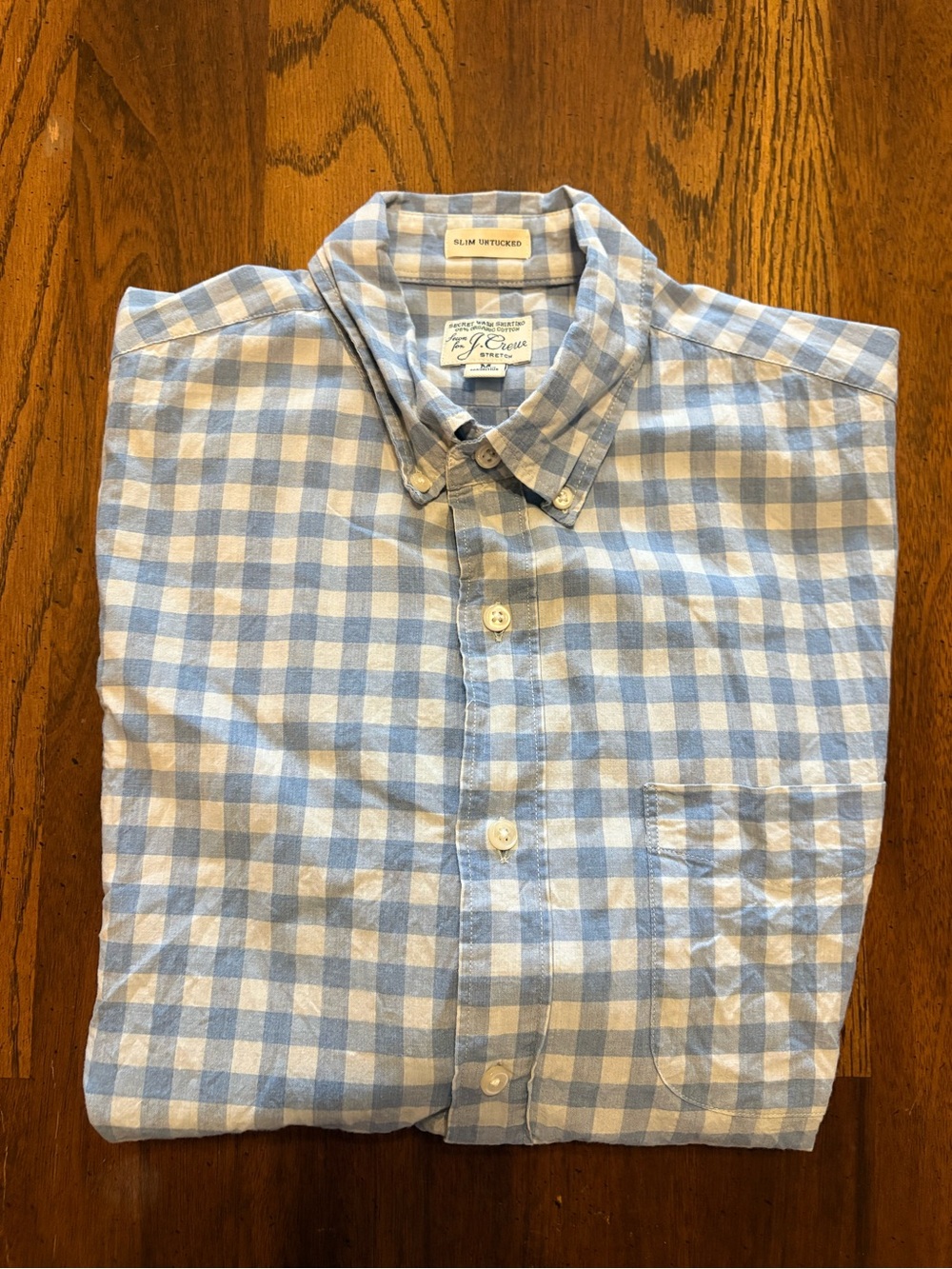 J. Crew Light Blue and White Gingham Button-Down Shirt